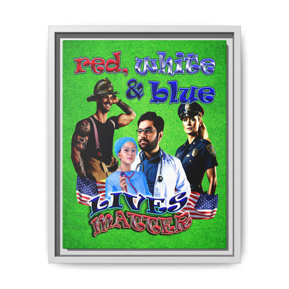 rw&b lives matter - framed canvas art (green turf)