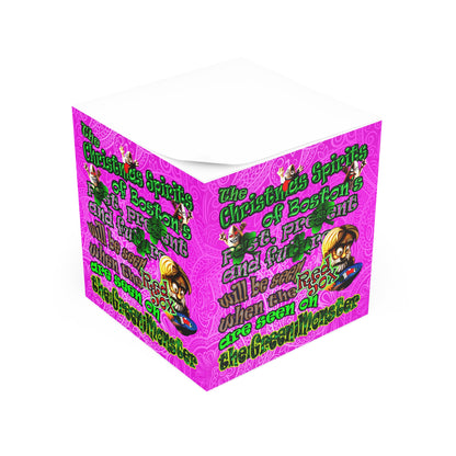 christmas spirits of boston - note cube (pink swirl)
