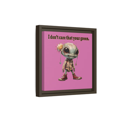 I don't care that your green - framed canvas art (light pink)