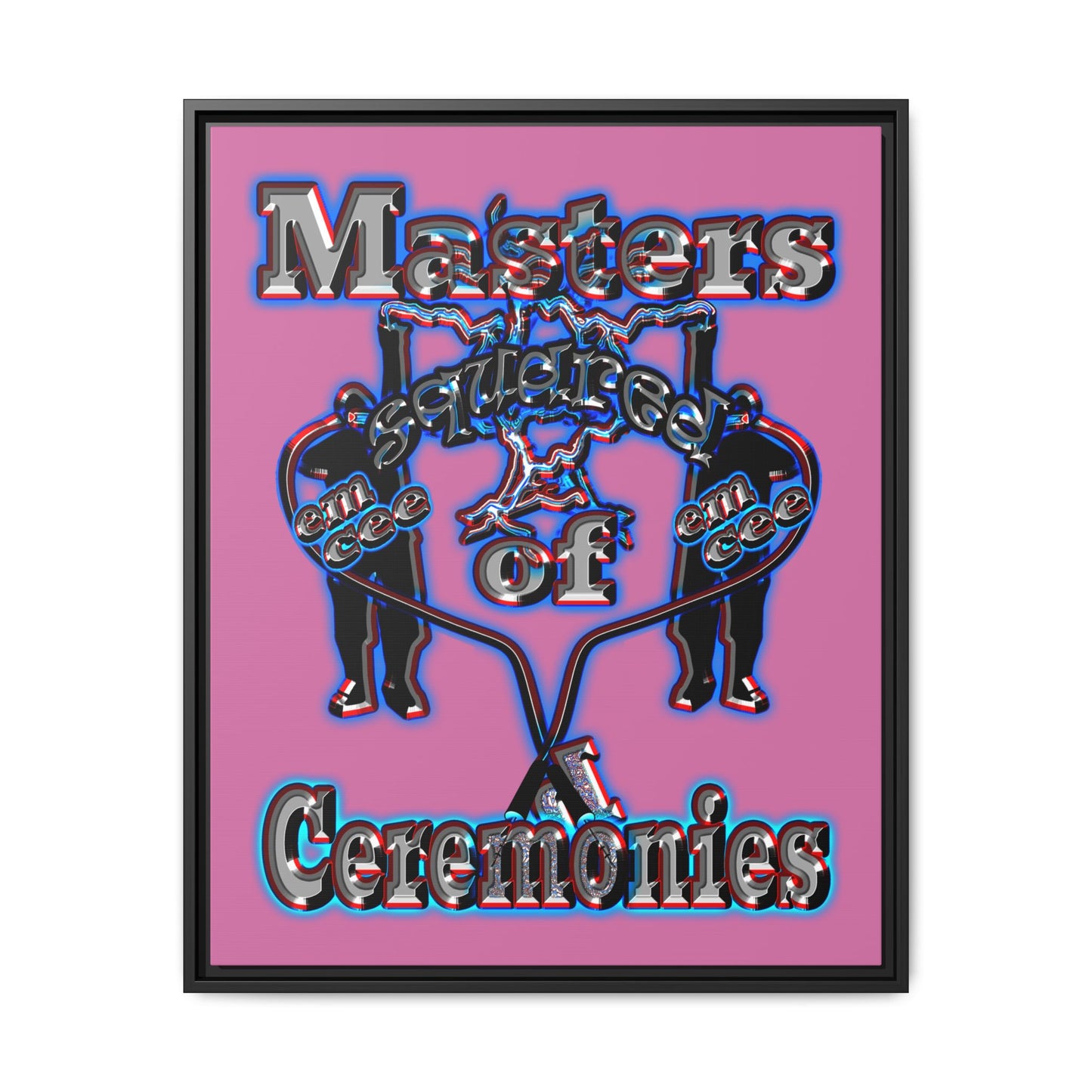 em cee squared - framed canvas art (light pink)