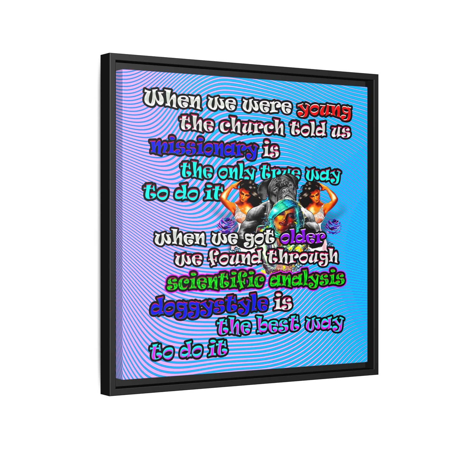 doggystyle - framed canvas art (light blue-purple wave)