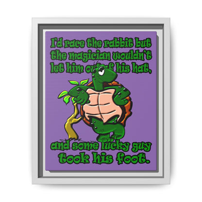 turtle race - framed canvas art (light purple)