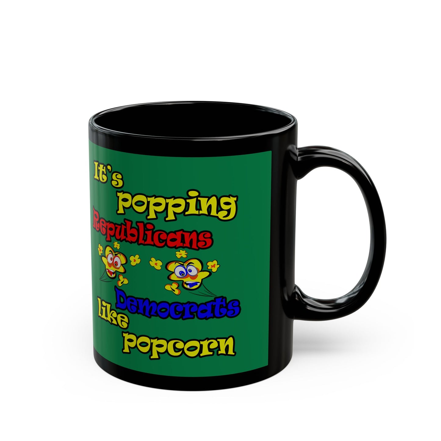 popping like popcorn - Black Mug (dark green)
