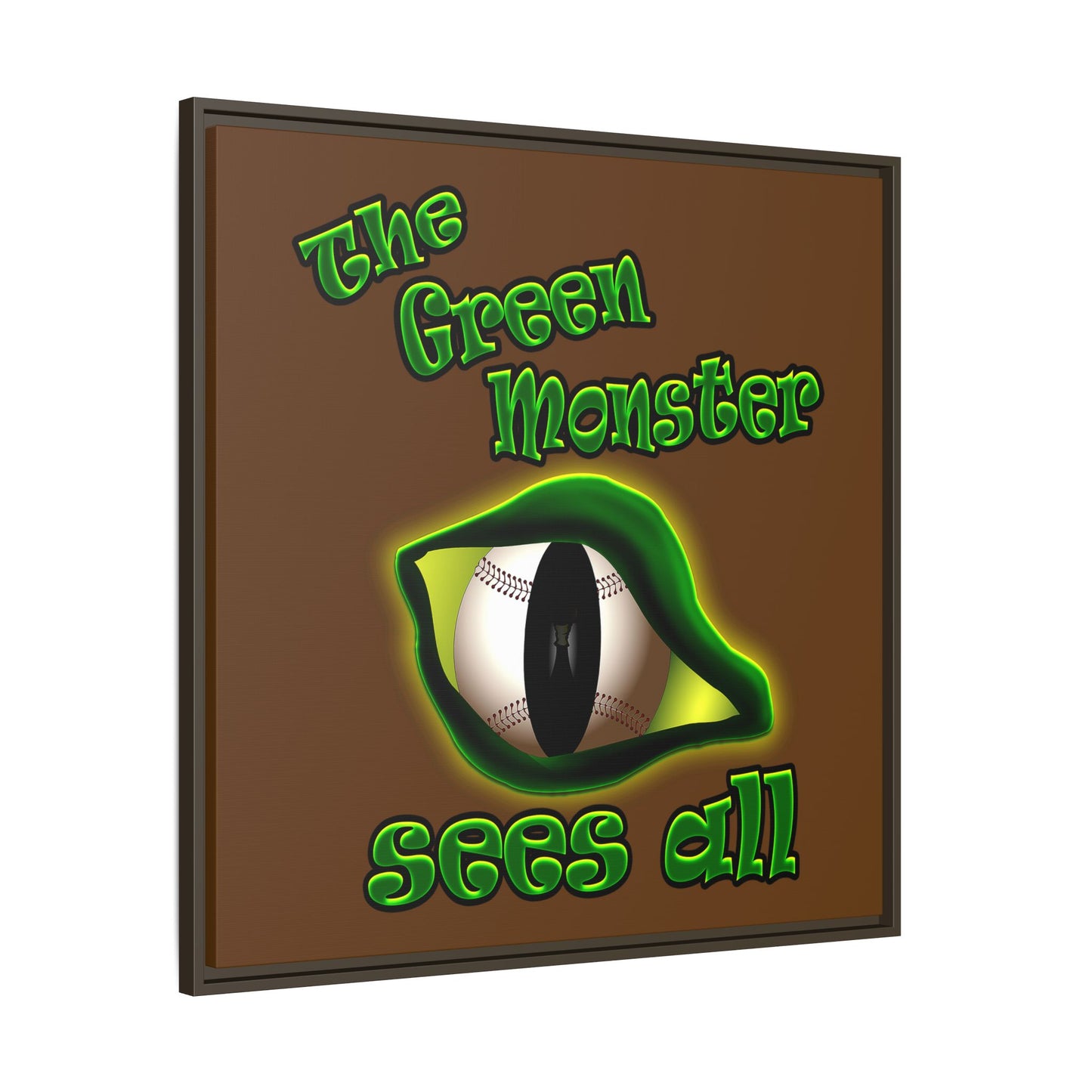 green monster - framed canvas art (brown)