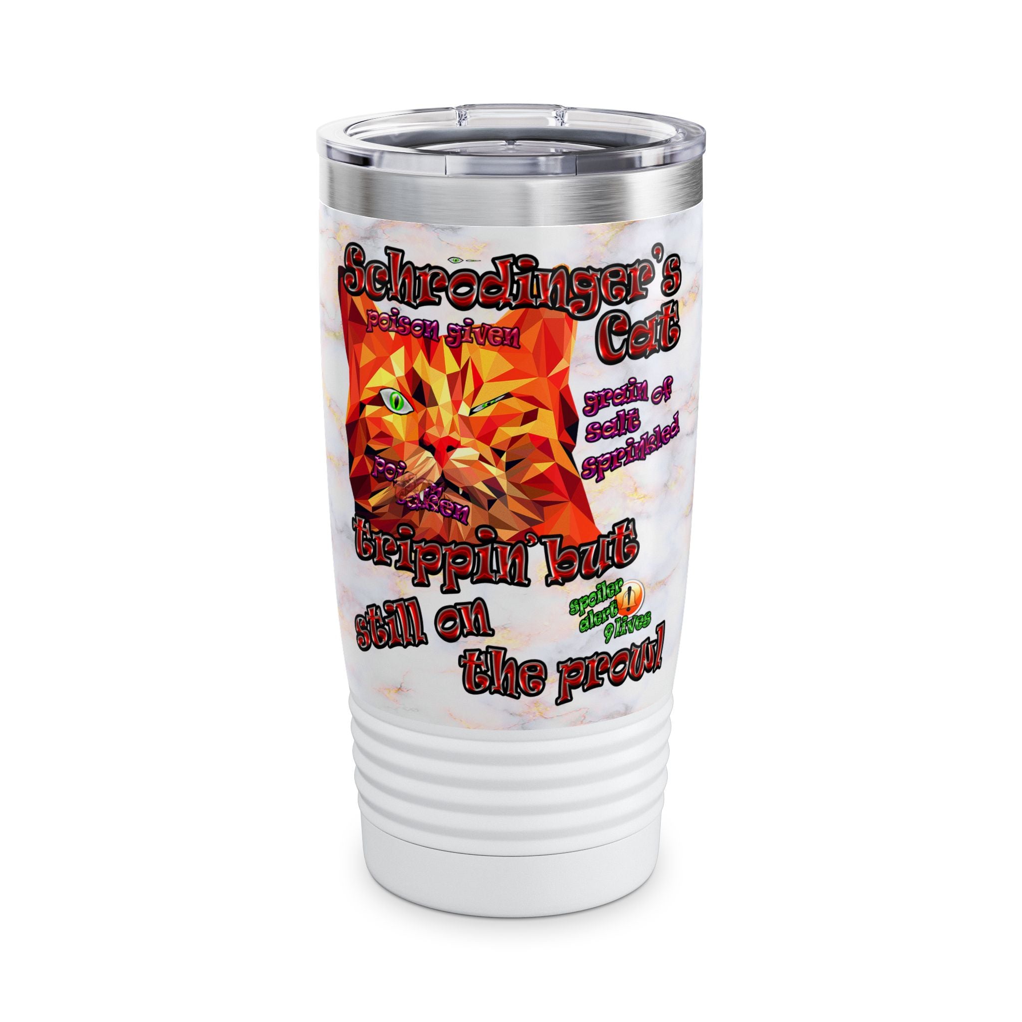 schrodinger's cat - Ringneck Tumbler, 20oz (white marble)