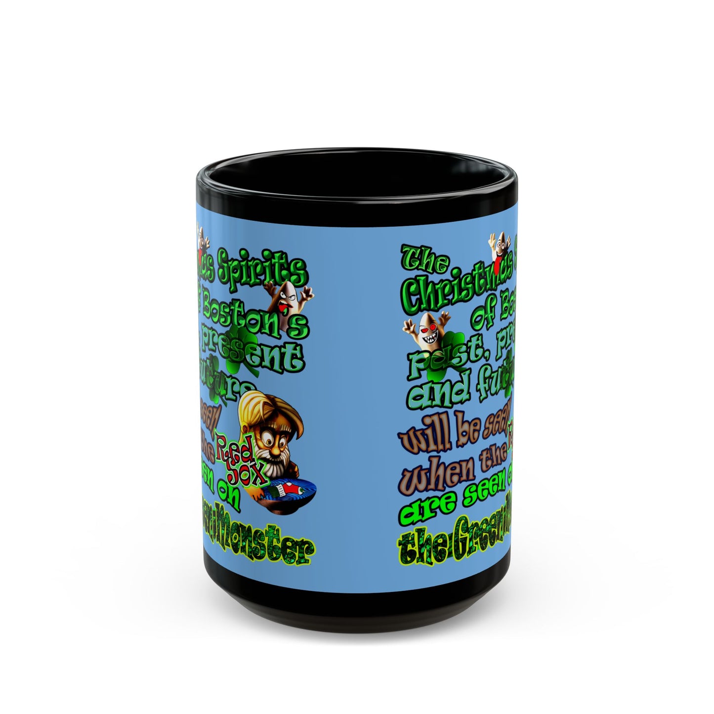 christmas spirits of boston - Black Mug (light blue)