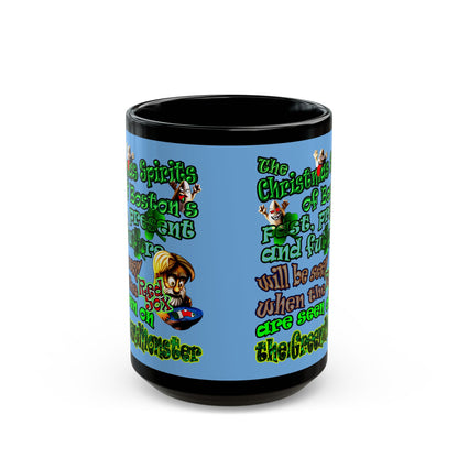 christmas spirits of boston - Black Mug (light blue)