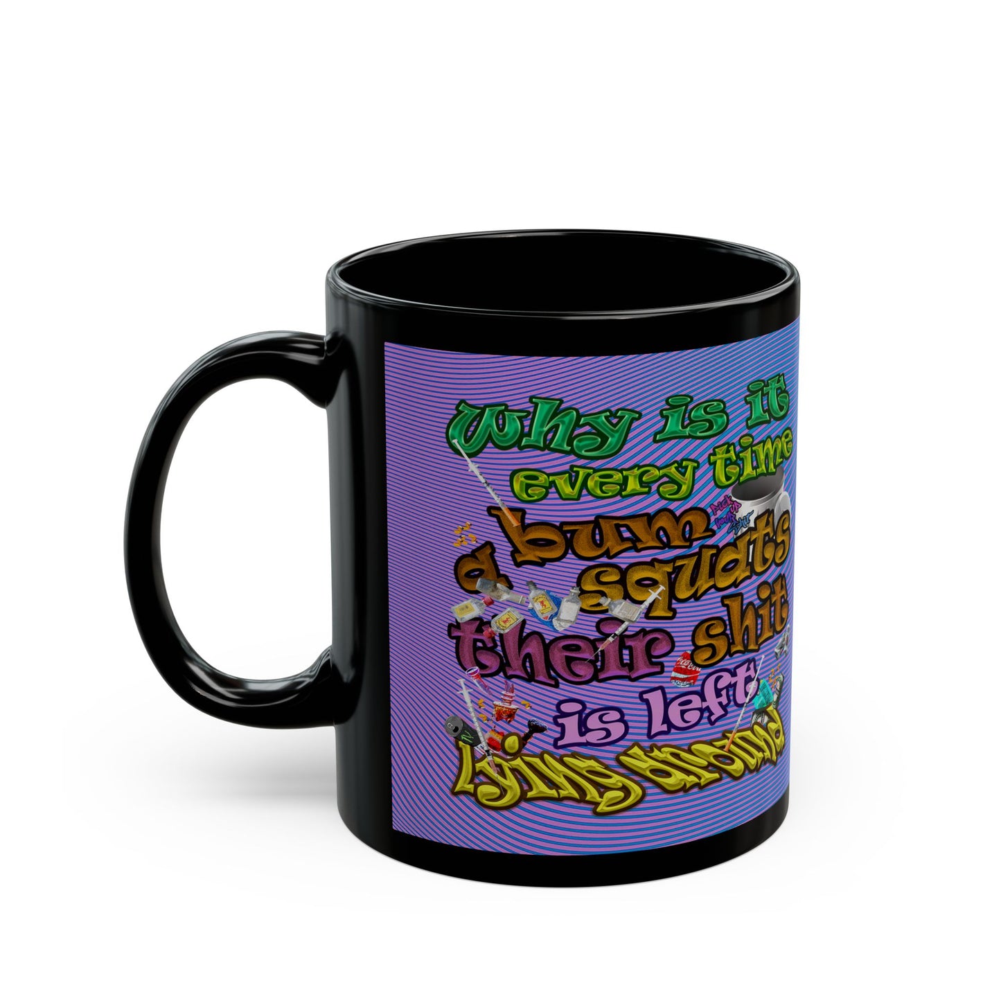 the bum's shit - Black Mug (light blue-purple wave)