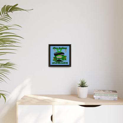 disc jockey - framed canvas art (light blue)