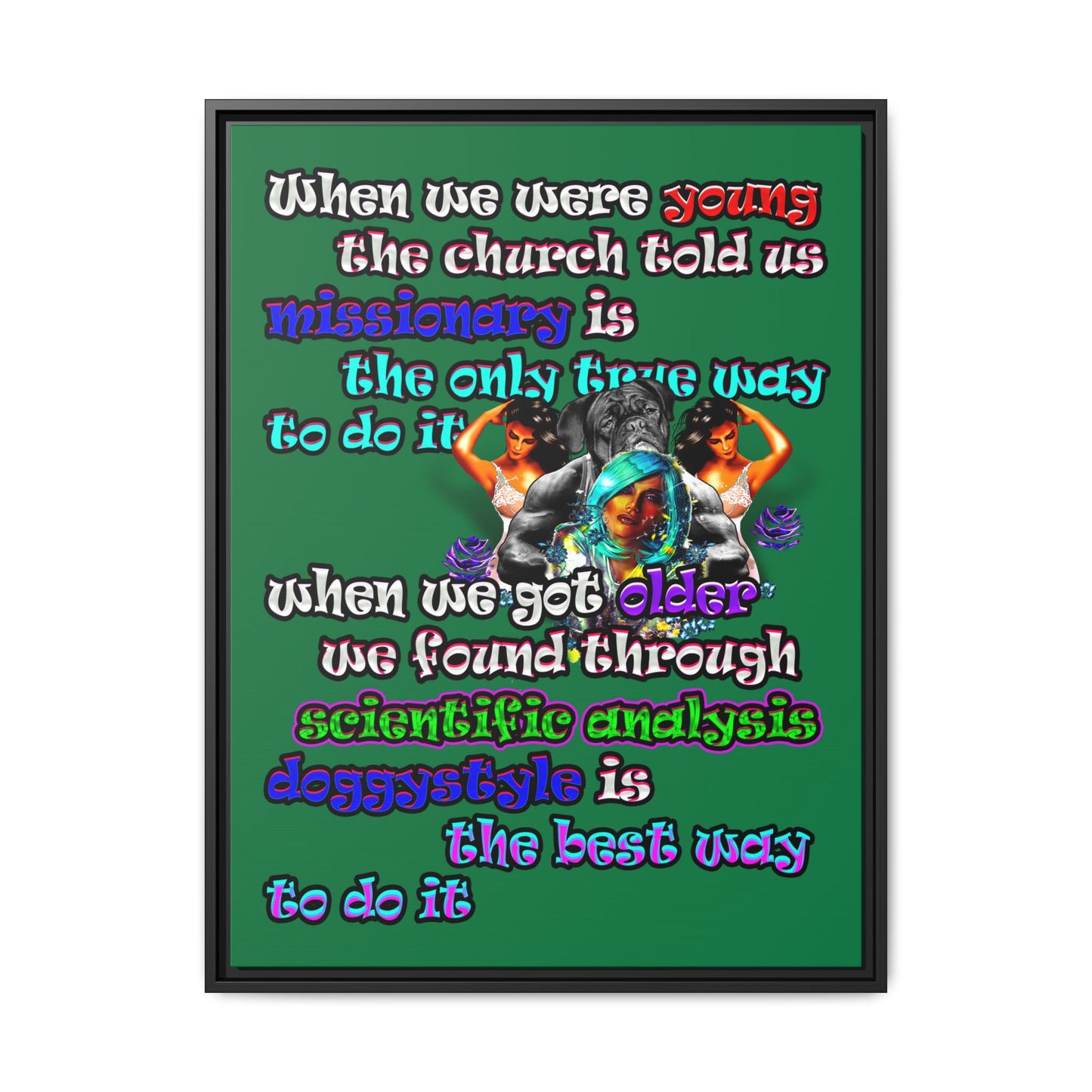 doggystyle - framed canvas art (dark green)