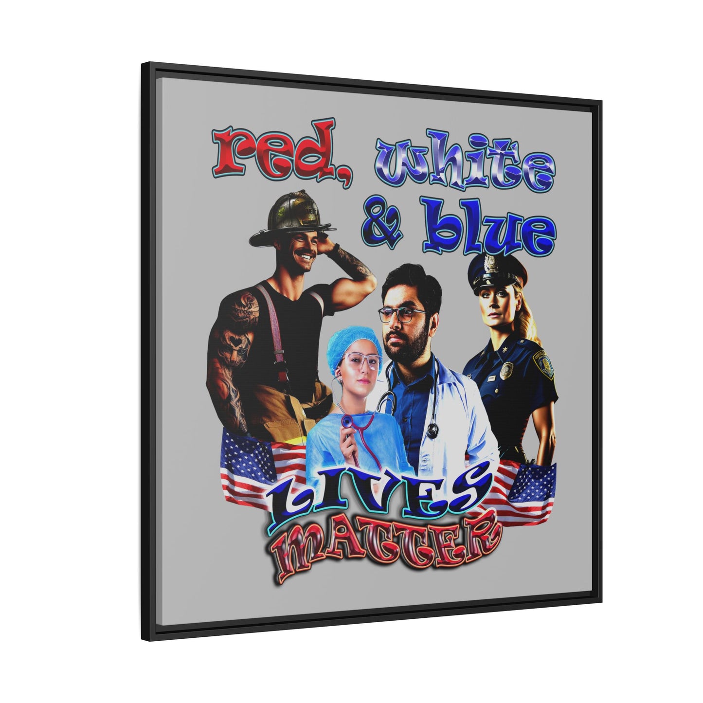 rw&b lives matter - framed canvas art (light grey)