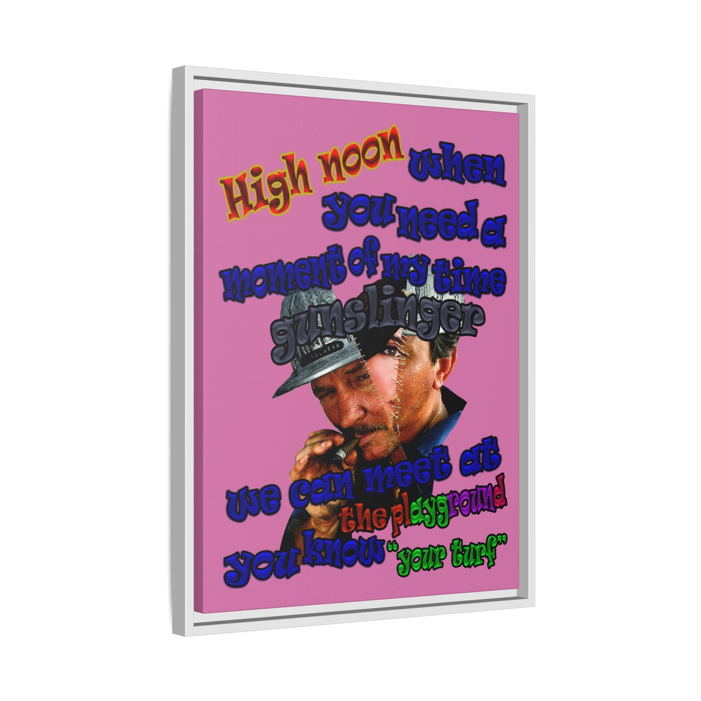 high noon - framed canvas art (light pink)