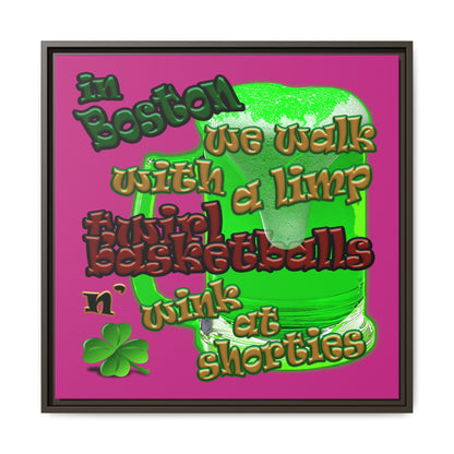 celtics logo - framed canvas art (pink)