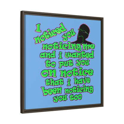 noticed you noticing - framed canvas art (light blue)