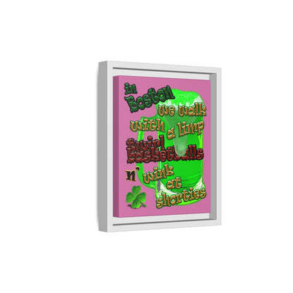 celtics logo - framed canvas art (light pink)