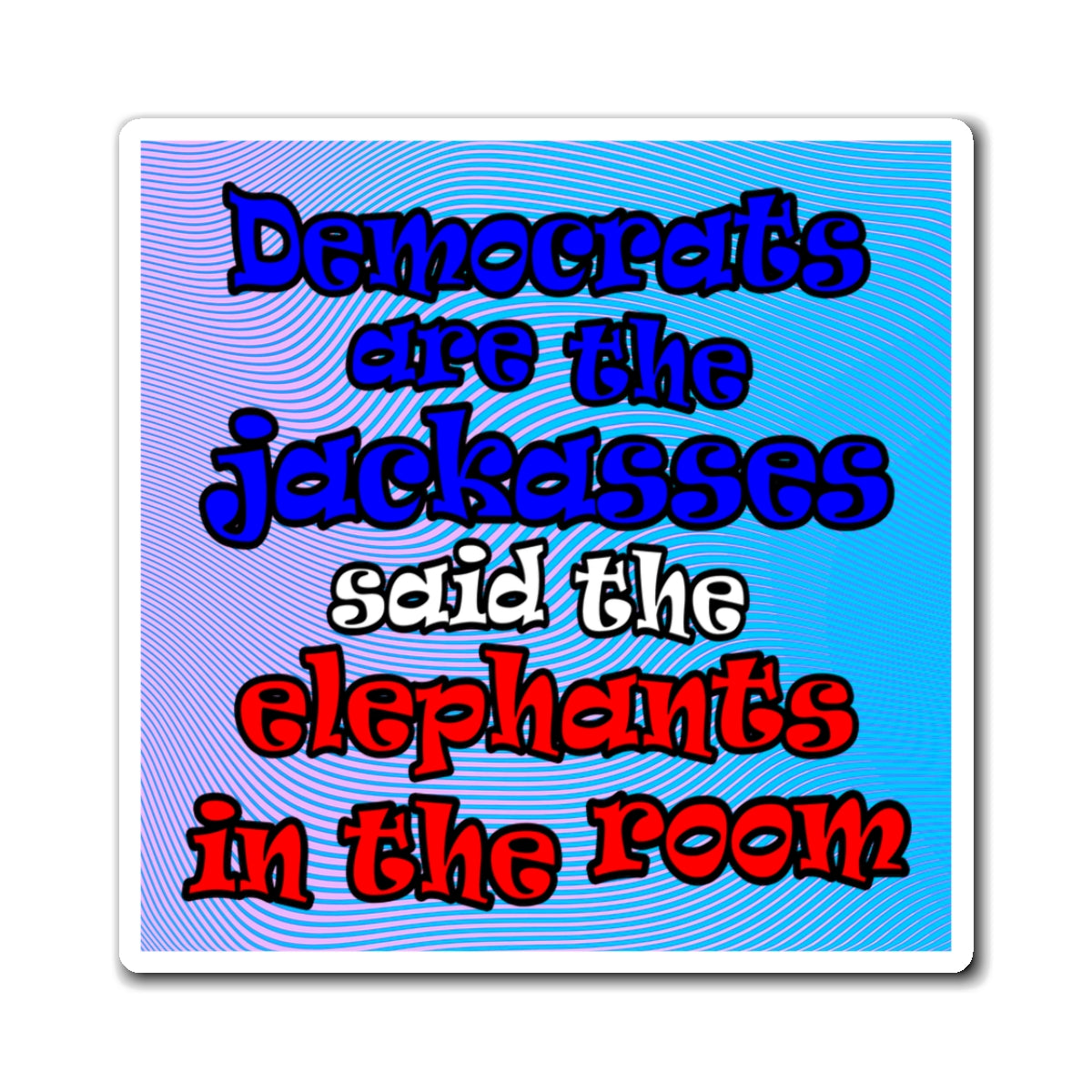 donkeys and elephants - Magnets - (light blue-purple wave)