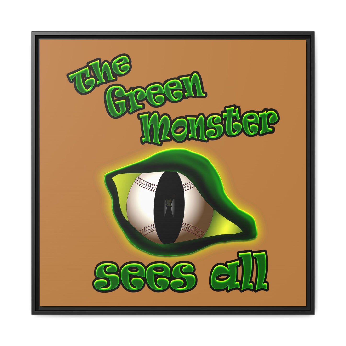 green monster - framed canvas art (light brown)