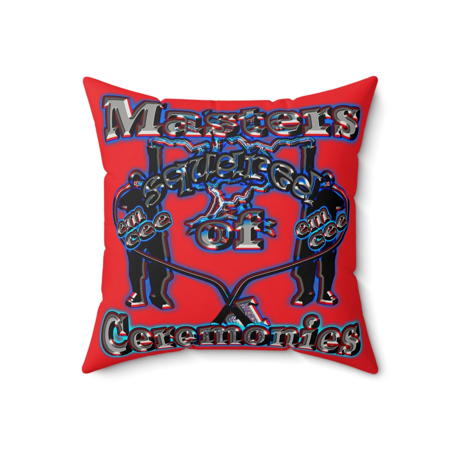 em cee squared - Faux Suede Square Pillow - (red)