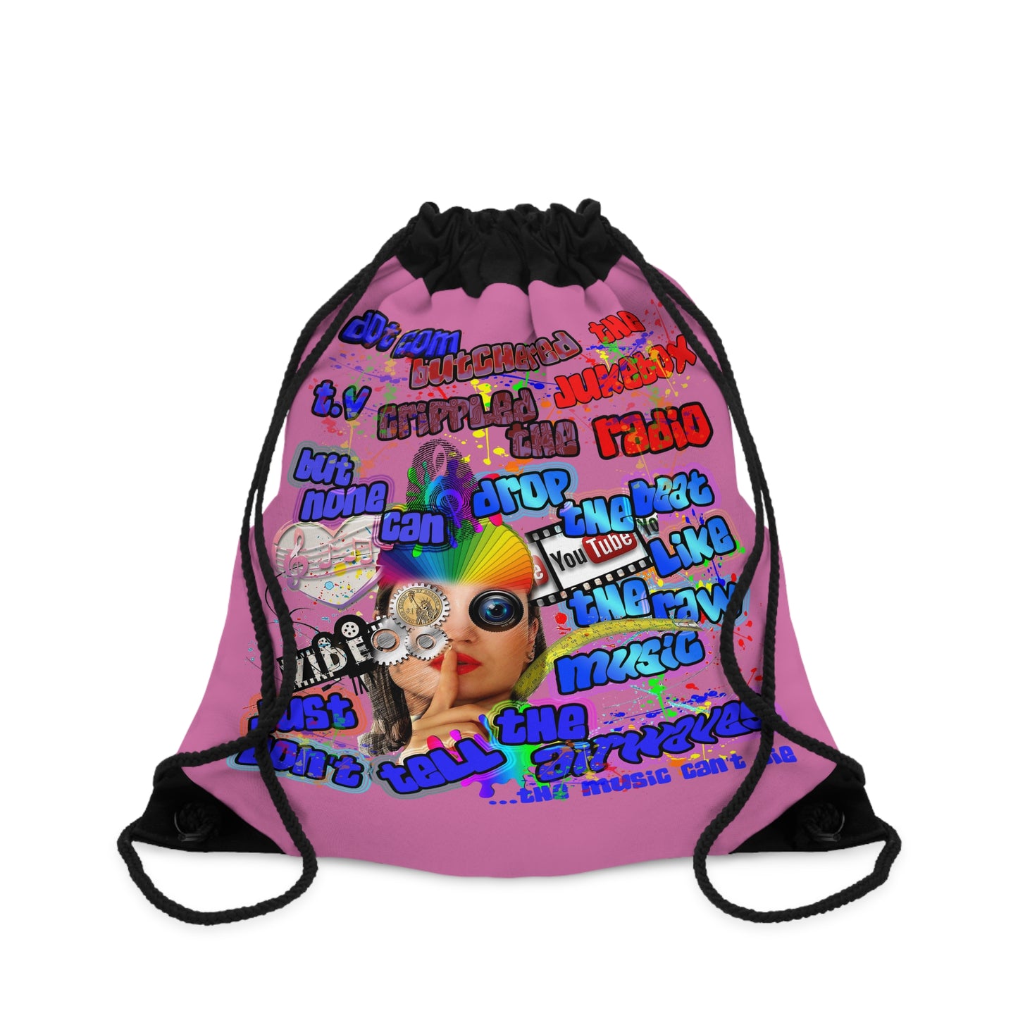 drop the beat - Drawstring Bag (light pink)