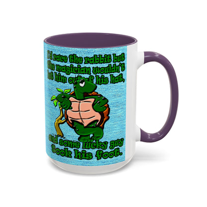 turtle race - Accent Mug (faded dark blue)