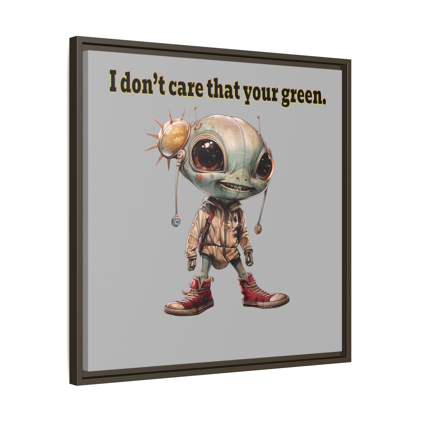 I don't care that your green - framed canvas art (light grey)