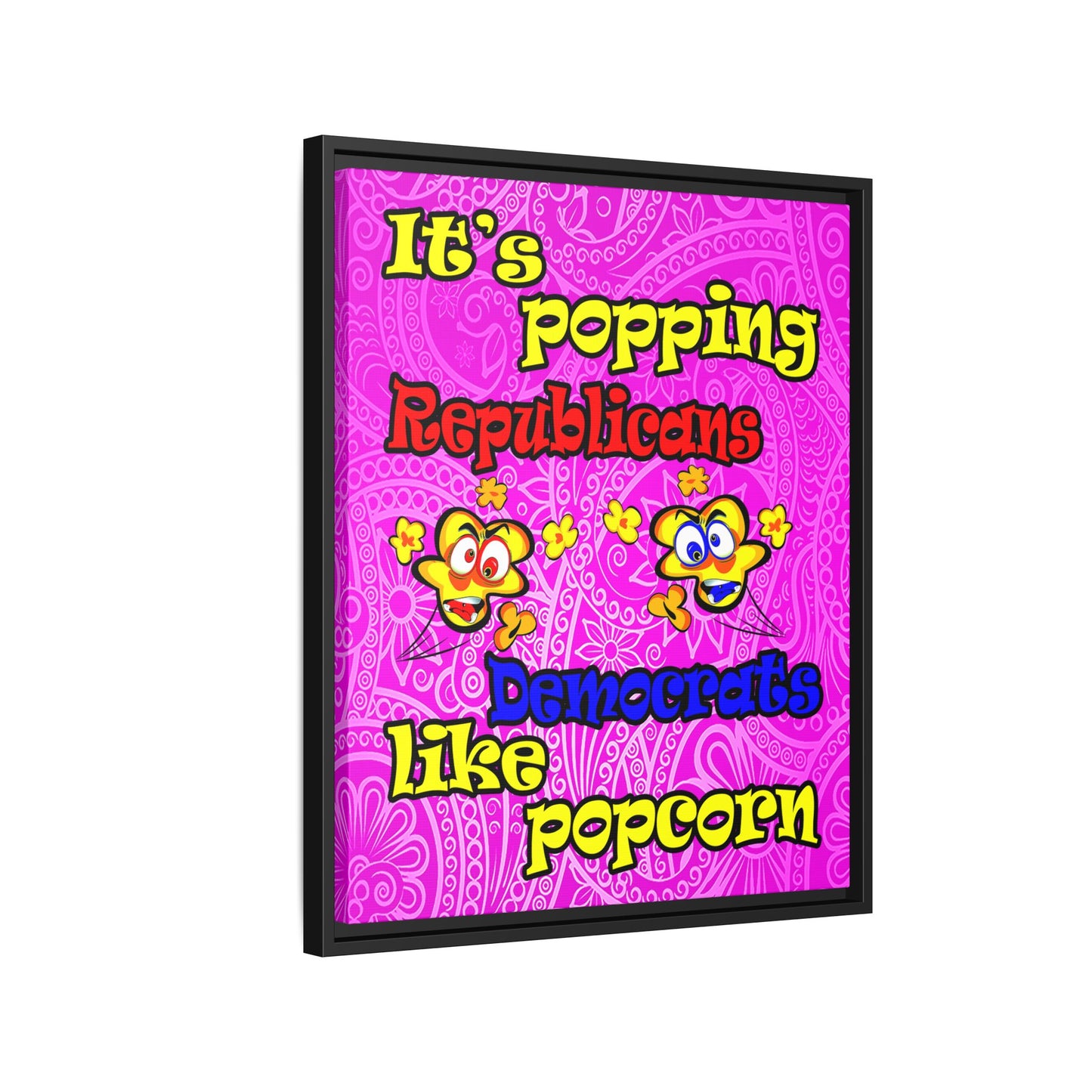 popping like popcorn - framed canvas art (pink swirl)