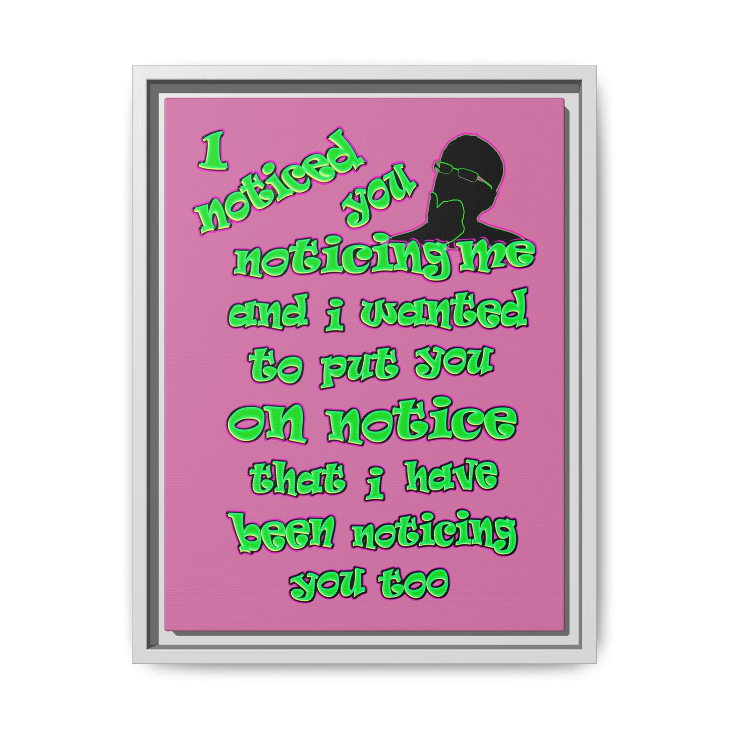 noticed you noticing - framed canvas art (light pink)