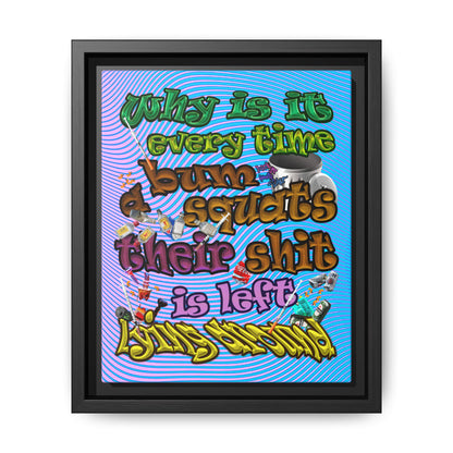 the bum's shit - framed canvas art (light blue-purple wave)