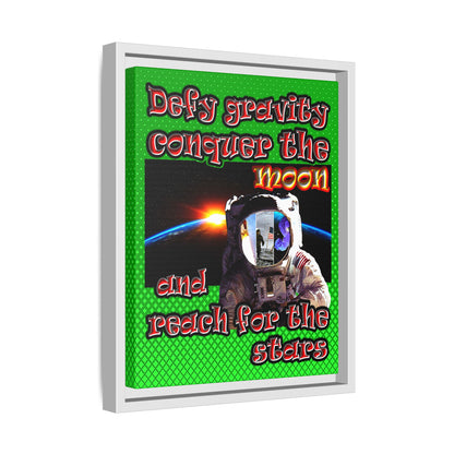 defy conquer reach - framed canvas art (logo green)