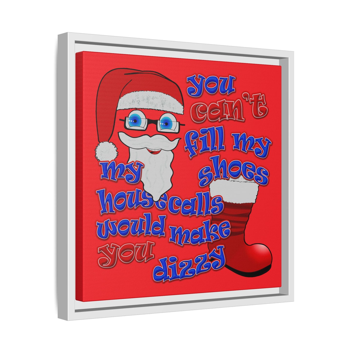 santa's shoes - framed canvas art (red)