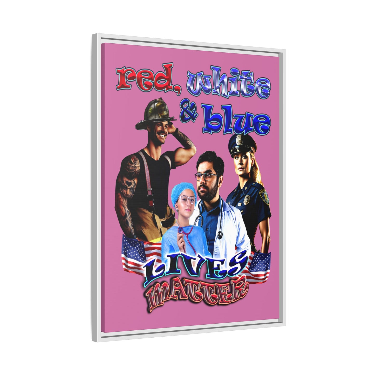 rw&b lives matter - framed canvas art (light pink)