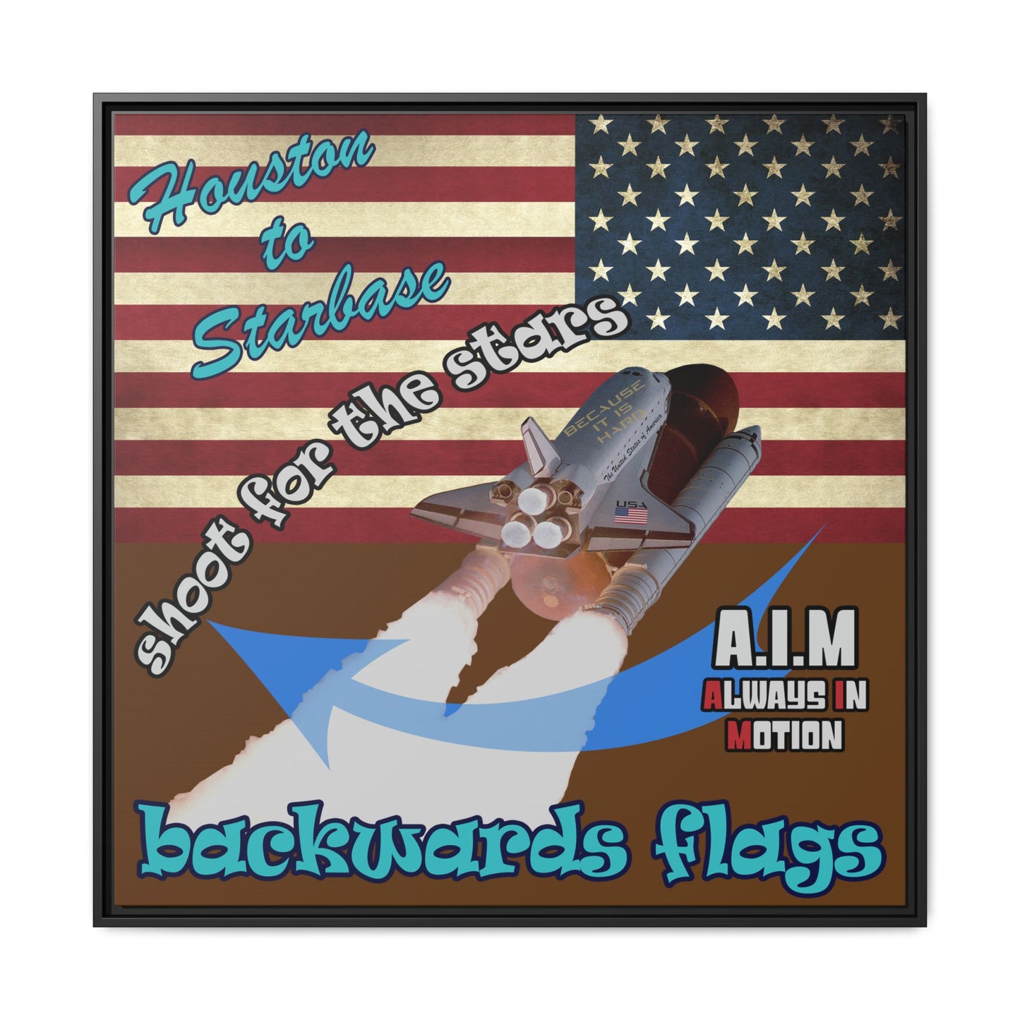 shoot for the stars - framed canvas art (brown)
