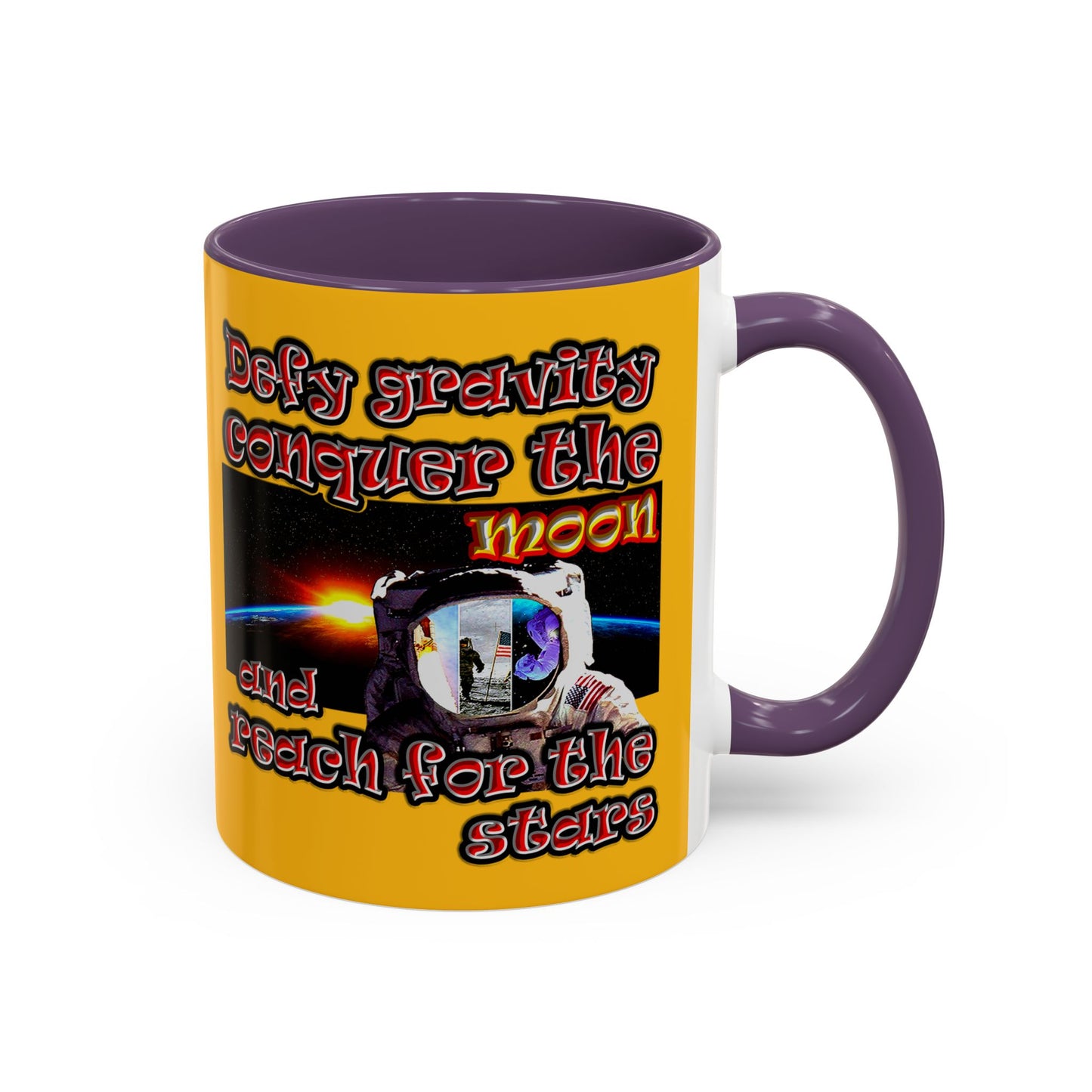 defy conquer reach - Accent Mug (yellow)