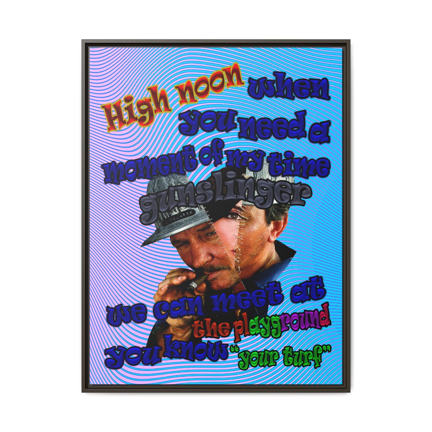 high noon - framed canvas art (light blue-purple wave)