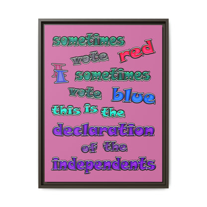 declaration of the independents - framed canvas art (light pink)