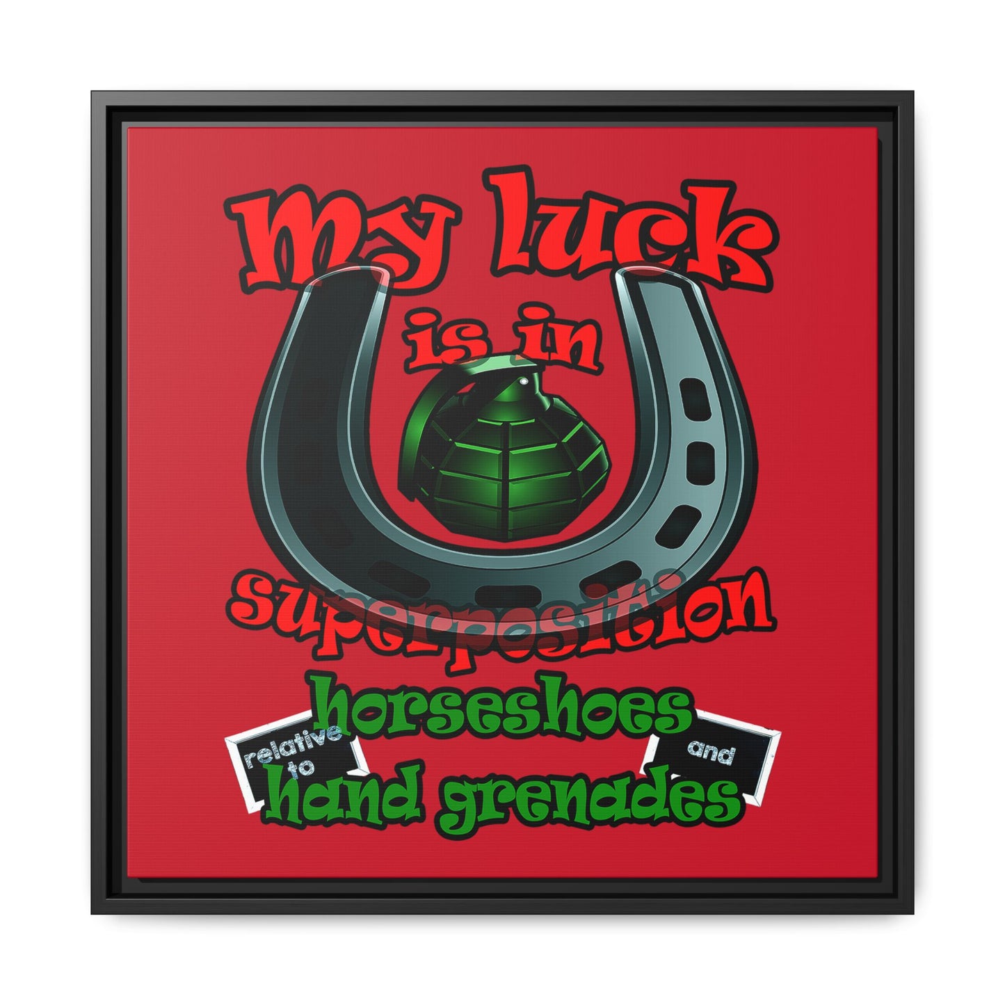 my luck - framed canvas art (dark red)