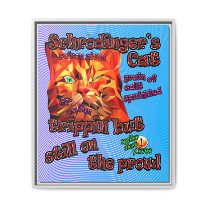 schrodinger's cat - framed canvas art (light blue-purple wave)