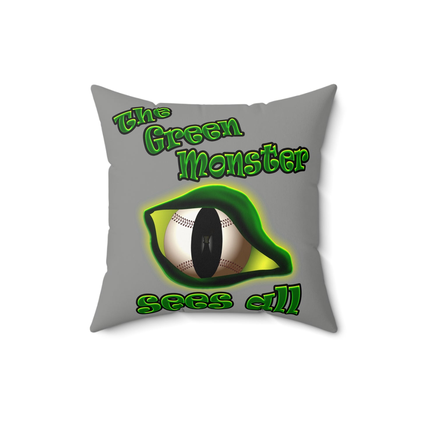 green monster - Faux Suede Square Pillow - (grey)