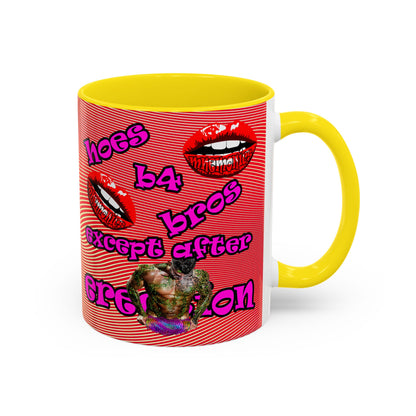 hoes b4 bros - Accent Mug (yellow-orange wave)