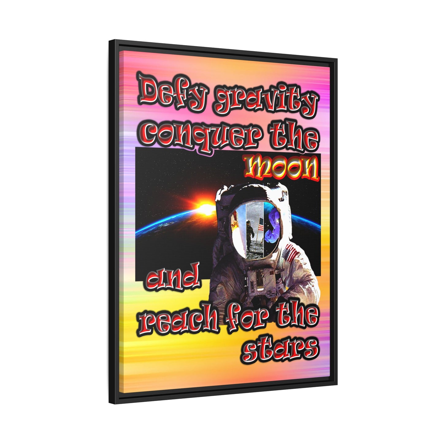 defy conquer reach - framed canvas art (color blur)