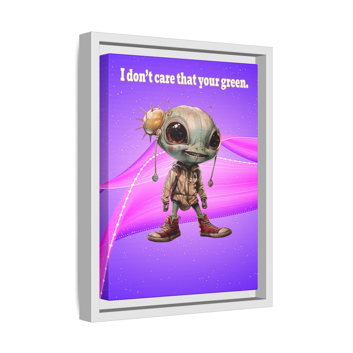 I don't care that your green - framed canvas art (purple-pink wave)