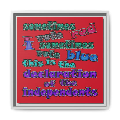 declaration of the independents - framed canvas art (dark red)