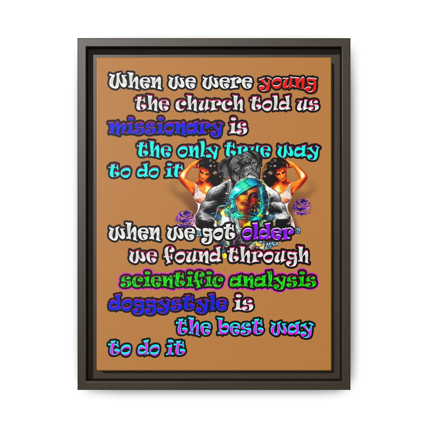 doggystyle - framed canvas art (light brown)