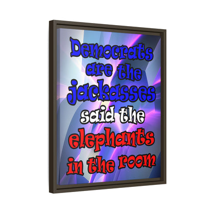 donkeys and elephants - framed canvas art (grey-pink wave)