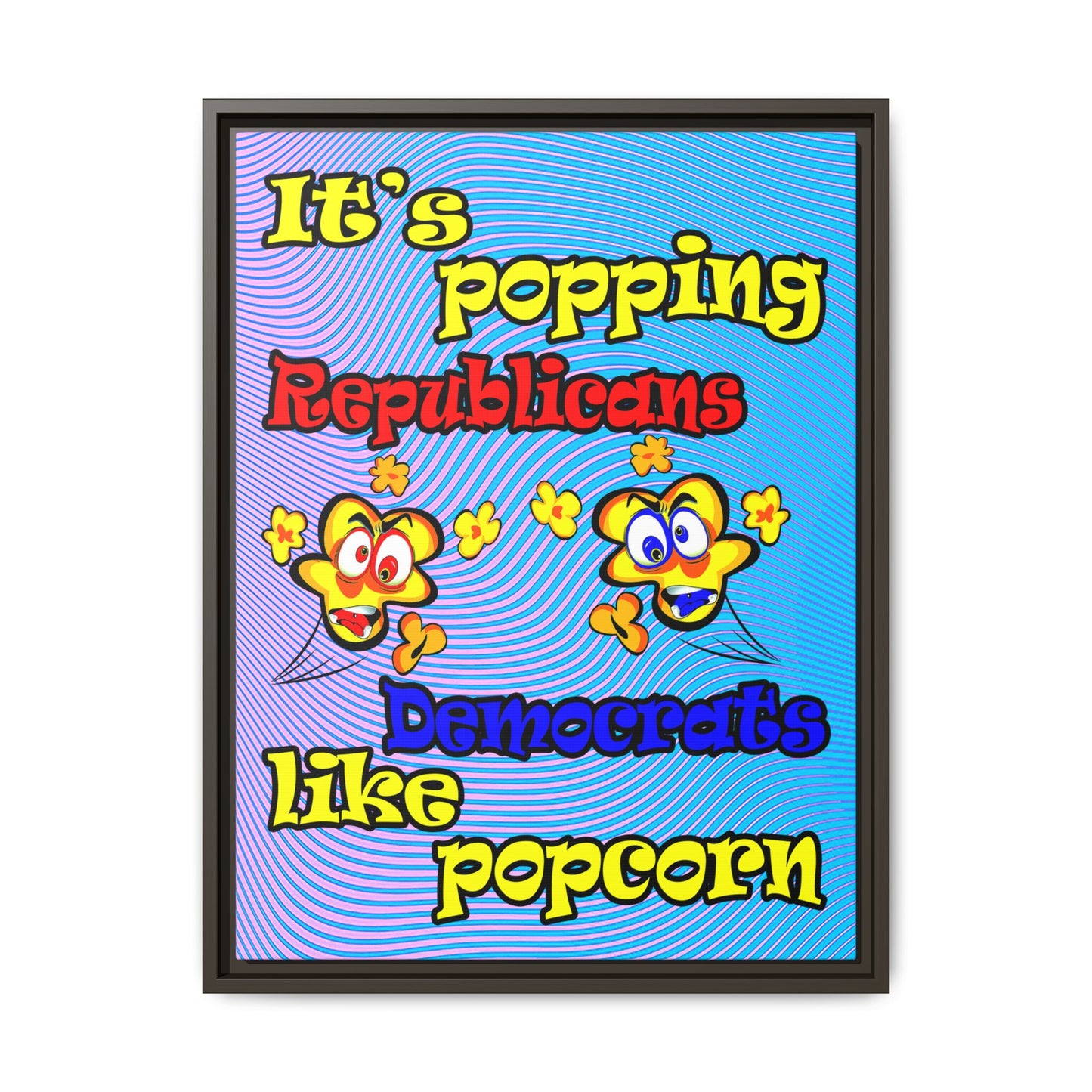 popping like popcorn - framed canvas art (light blue-purple wave)