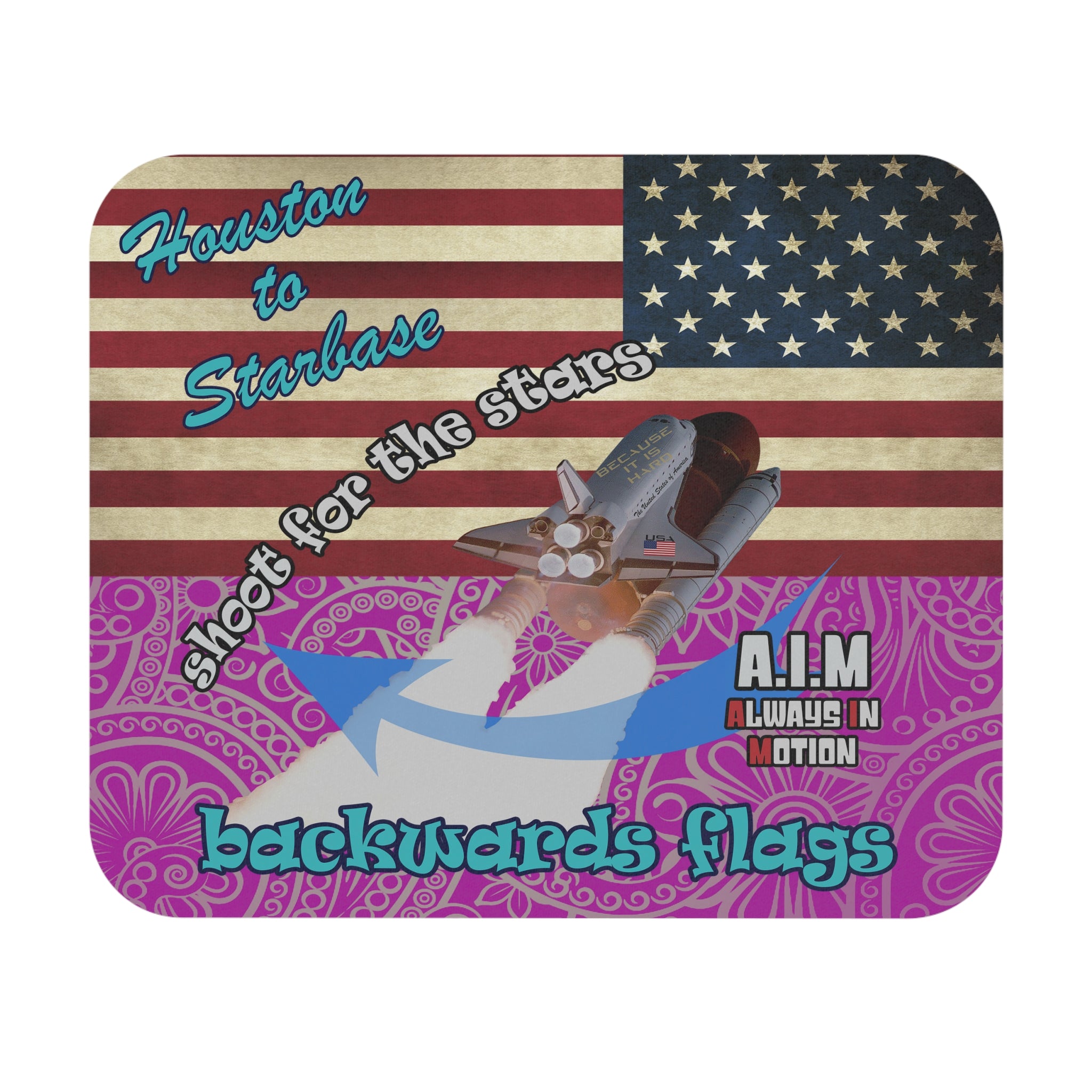 shoot for the stars - Mouse Pad (Rectangle) - (pink swirl)