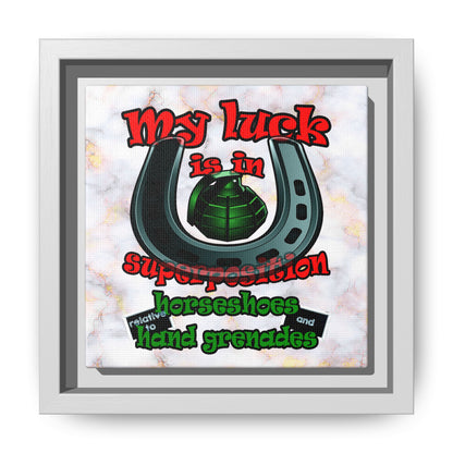 my luck - framed canvas art (white marble)