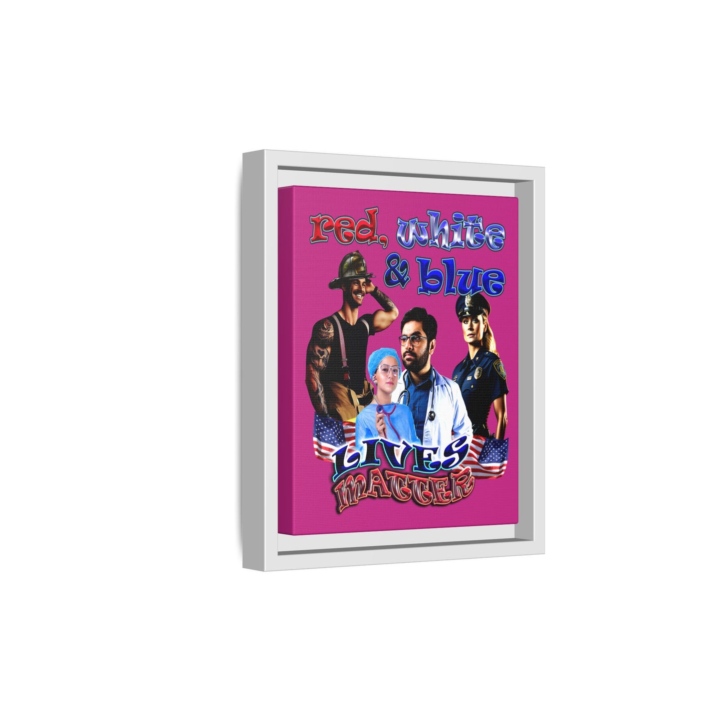 rw&b lives matter - framed canvas art (pink)