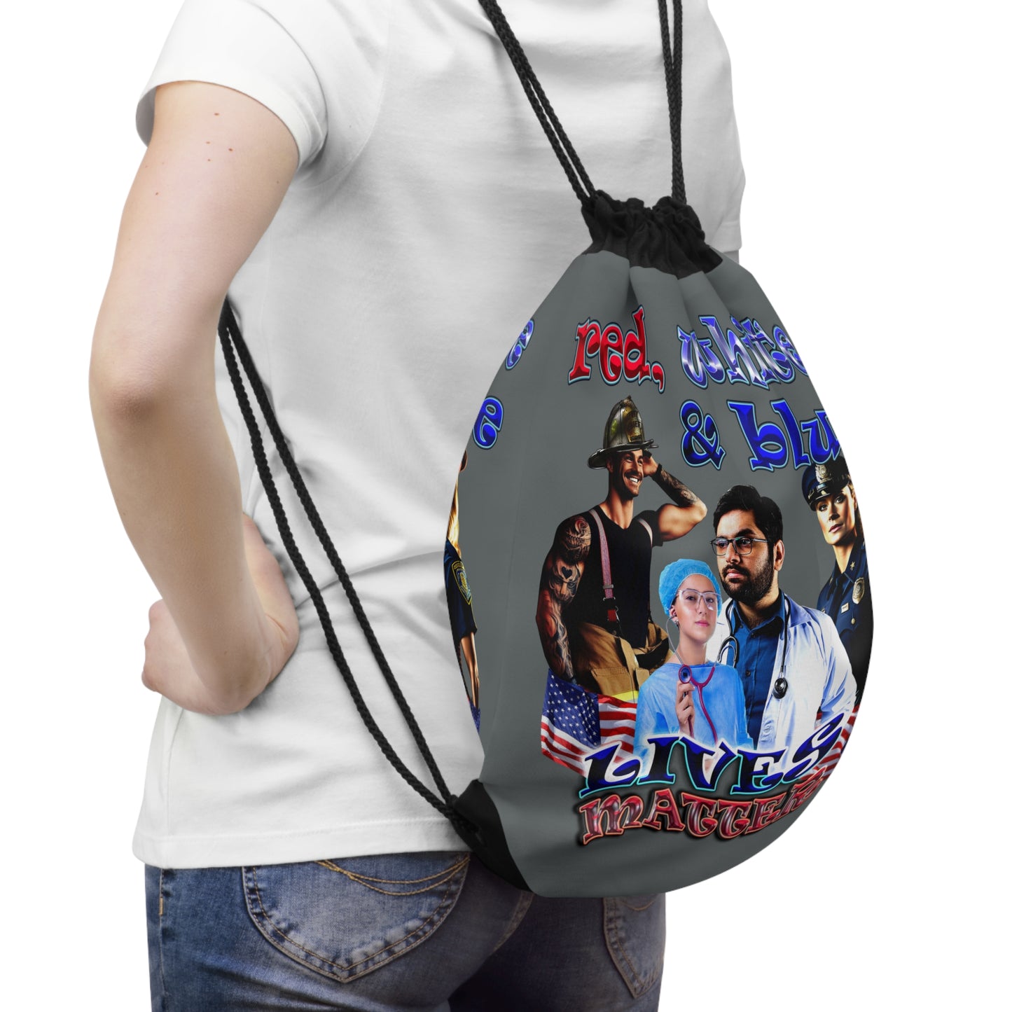 rw&b lives matter - Drawstring Bag (dark grey)