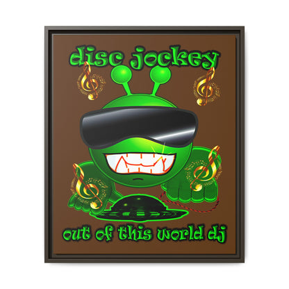 disc jockey - framed canvas art (brown)
